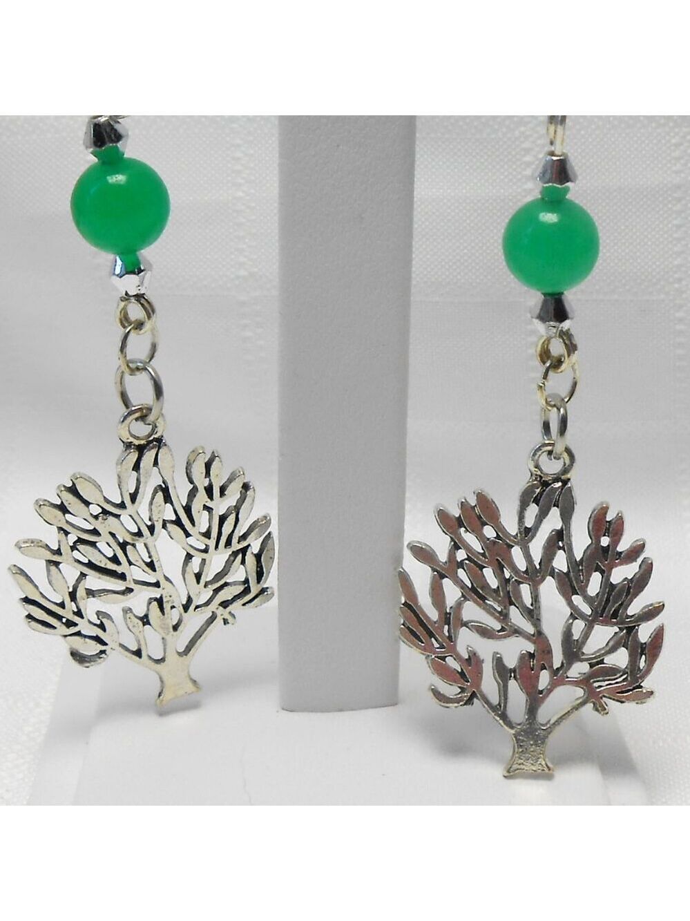 No 127 Handmade earrings with Tibetan silver trees charms